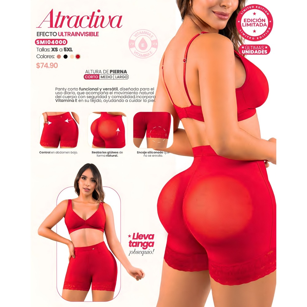 Colombiana Stagmi Faja Butt Enhancer Limited Red Short Shaper + Matching Thong!